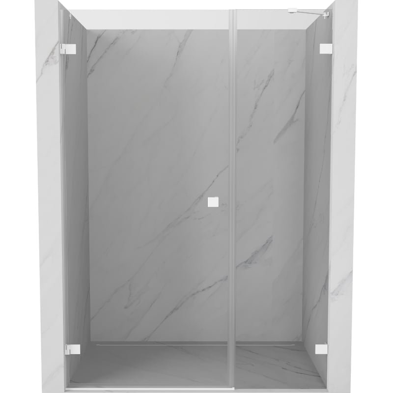 Mexen Lunar-B drzwi prysznicowe uchylne lewe 135 cm, transparent, białe - 832S-135-050-20-00-L