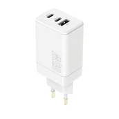 Ładowarki do telefonów - Maxlife ładowarka sieciowa PD QC MXTC-08-65ACC 2x USB-C 1x USB 65W biała - miniaturka - grafika 1