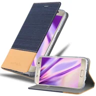 Etui i futerały do telefonów - Etui Cadorabo do Samsung Galaxy S7 w kolorze DARK BLUE BROWN Etui na telefon komórkowy z magnetycznym zamknięciem, funkcją podstawki i miejscem na kartę Etui Etui ochronne Etui z klapką w stylu książki - miniaturka - grafika 1