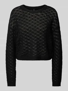 Sweter z dzianiny o kroju regular fit z ażurowym wzorem model ‘MIAMI’ - Swetry damskie - miniaturka - grafika 1
