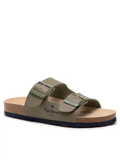 Buty dla chłopców - Pepe Jeans Klapki Bio Corp Boy PBS90051 Zielony - grafika 1