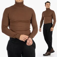 Swetry męskie - Sweter Męski Golf Elegancki Klasyczny Brązowy Tony Moro XL Brązowy - miniaturka - grafika 1
