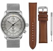 Zegarki męskie - Zestaw męski ZEPPELIN 8640M-0_SET stalowy klasyczny dodatkowy pasek - miniaturka - grafika 1