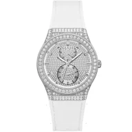 Zegarki damskie - Guess Princess Zegarek Damski z kryształami i białym paskiem GW0439L1 - miniaturka - grafika 1