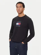 Koszulki męskie - Tommy Hilfiger Longsleeve Linear Flag MW0MW41497 Czarny Regular Fit - miniaturka - grafika 1