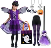 Stroje karnawałowe - Strój Przebranie Wampirina Nietoperz Czarownica Miotła Halloween 134 140 Cm - miniaturka - grafika 1