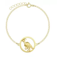 Biżuteria dla dzieci - Dinozaur Parasaurolophus Pozłacana Bransoletka  - MEJK Jewellery - miniaturka - grafika 1
