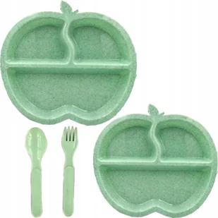 ZESTAW DLA DZIECI DO JEDZENIA 2 TALERZE PRZEGRÓDKI + SZTUĆCE WIDELEC ŁYŻKA - Miseczki i talerzyki dla dzieci - miniaturka - grafika 1