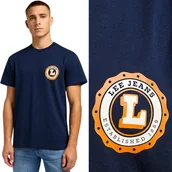 Koszulki męskie - Lee VARSITY TEE Navy LUŹNY GRANATOWY BAWEŁNIANY T-SHIRT KOSZULKA Z LOGO S - miniaturka - grafika 1