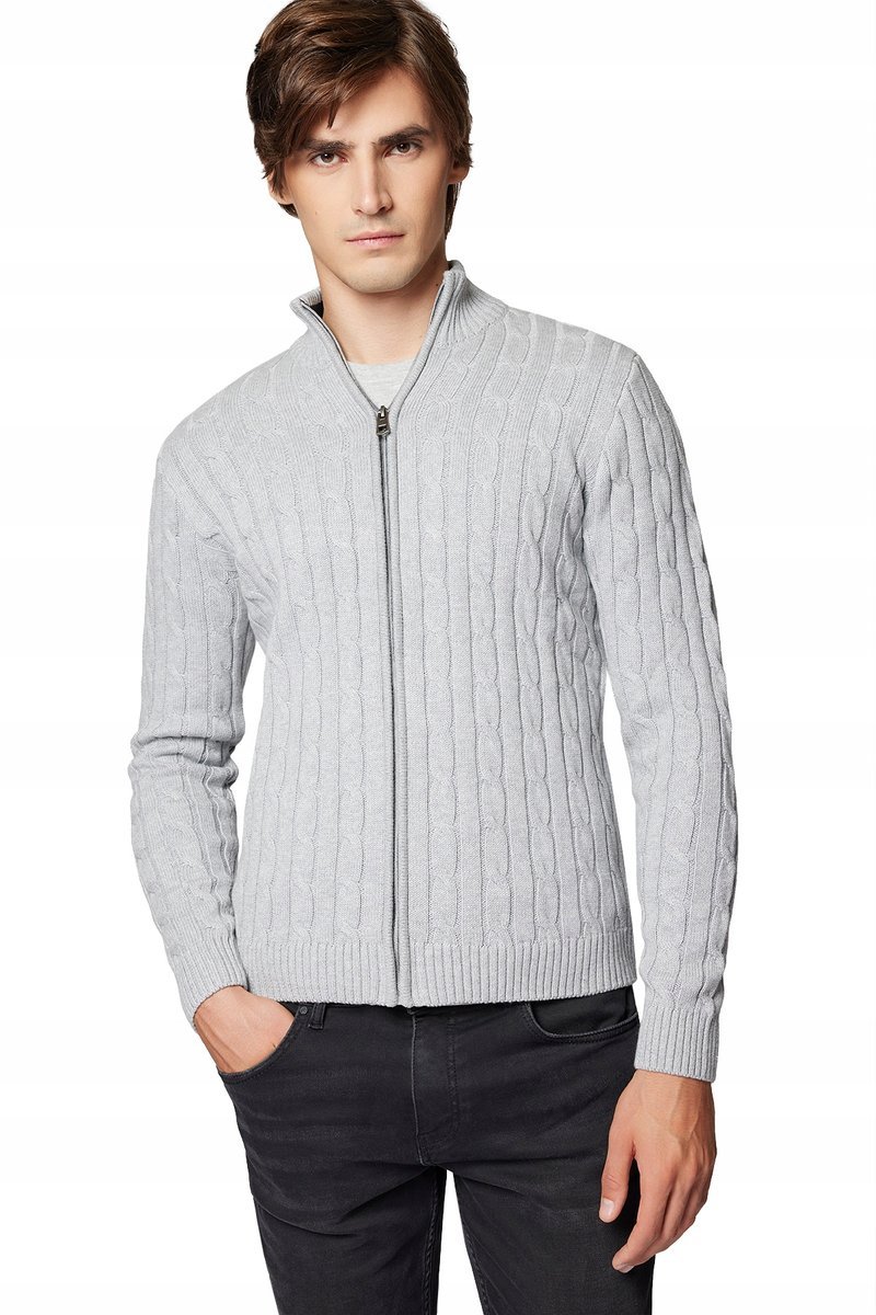 Sweter Męski Bawełniany Szary Rozpinany Próchnik PM9 XL