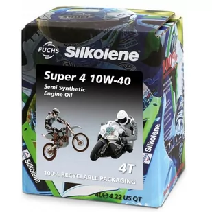 FUCHS Silkolene Super 4 10w40 4L - olej motocyklowy półsyntetyczny - Oleje silnikowe - miniaturka - grafika 1