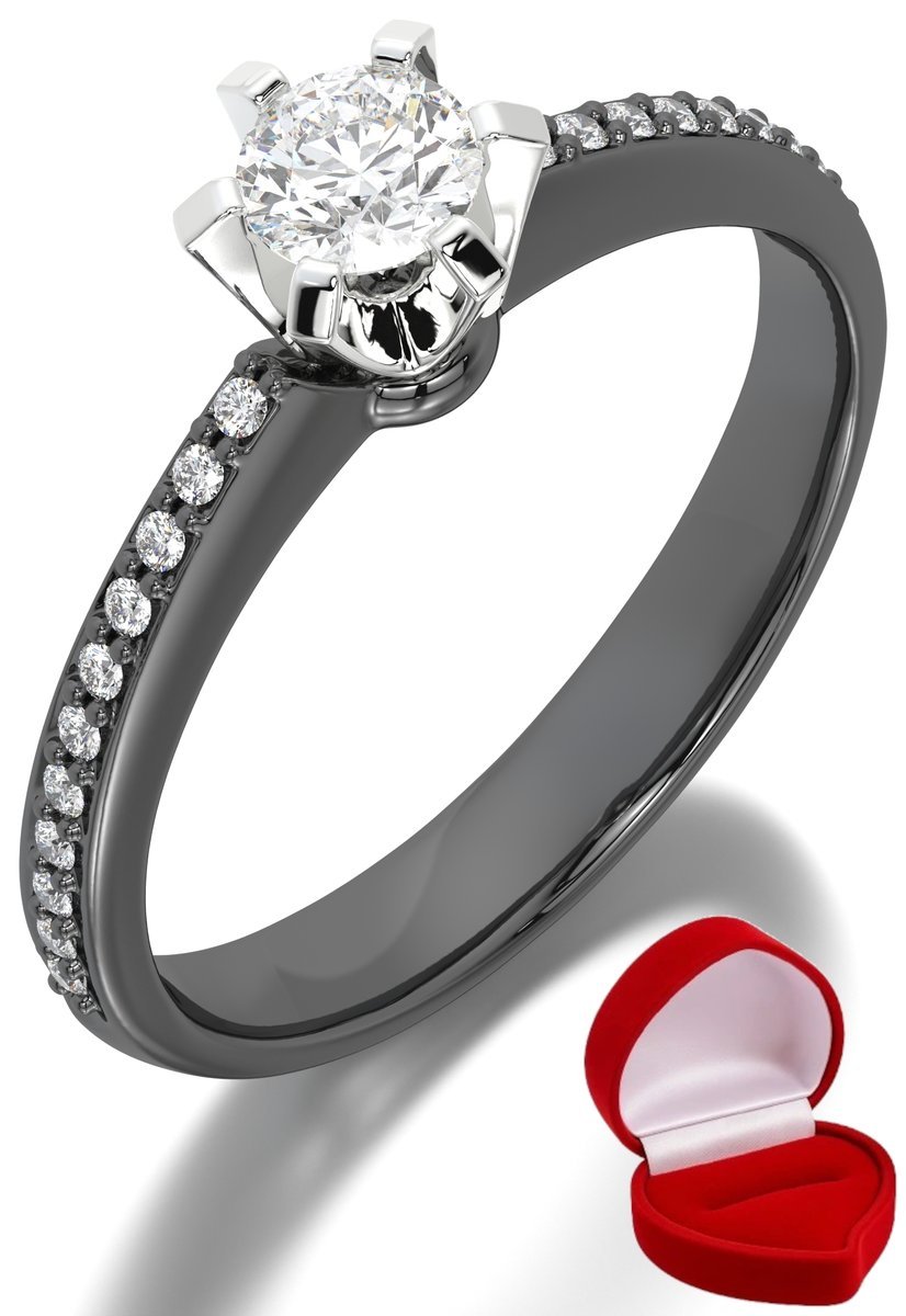 ZŁOTY PIERŚCIONEK ZARĘCZYNOWY 585 14k BRYLANT LAB 0,24 ct CZARNE ZŁOTO R18