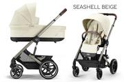 Wózki dziecięce - CYBEX BALIOS S LUX TAUPE FRAME 3w1 Seashell Beige - miniaturka - grafika 1