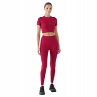 Legginsy - Legginsy treningowe 4F damskie z wysokim stanem - czerwone r. M/L - miniaturka - grafika 1