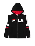 Bluzy dla chłopców - FILA Chłopięca bluza z kapturem Salewa z kapturem z blokowymi paskami, Czarno-jaskrawy biały, 134-140 - miniaturka - grafika 1