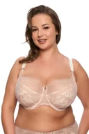 Biustonosze - Biustonosz z koronką Semi-Soft Simone MAXI 1285 półusztywniany ecru różowy 100H - miniaturka - grafika 1
