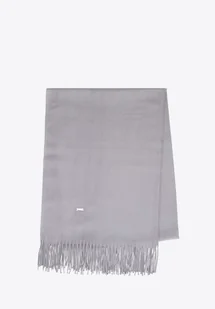 Szalik damski z frędzlami jednolity szary - Apaszki i szaliki męskie - miniaturka - grafika 1