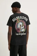 Koszulki męskie - Superdry t-shirt bawełniany męski kolor czarny z nadrukiem M1012012A-02A - miniaturka - grafika 1