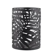 Świeczniki - Świecznik metalowy z uchwytem liść palmy 11 x 11 x 15 cm czarny - miniaturka - grafika 1