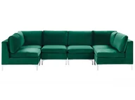 Sofy i kanapy - Beliani Sofa modułowa 6-osobowa welurowa zielona EVJA - miniaturka - grafika 1