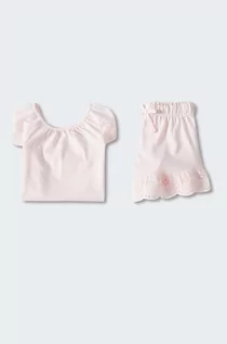 Piżamy damskie - Mango Kids Mango Kids piżama bawełniana dziecięca Nonnab kolor różowy gładka - grafika 1