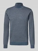 Swetry męskie - Sweter z wywijanym kołnierzem i detalem z logo - miniaturka - grafika 1