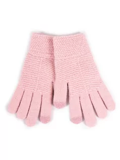 Rękawiczki dla dzieci - Rękawiczki Dziewczęce Pięciopalczaste Strukturalne Różowe Dotykowe 18 Cm - grafika 1