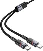 Kable USB - Kabel 2w1 USB C do USB C / USB C Hoco 5A 100W 1,2 m U139 czarny - miniaturka - grafika 1
