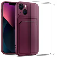 Etui i futerały do telefonów - zestaw ochronny 2 w 1 dla Apple iPhone 14 Pro Max składa się z 2x szklanej osłony ekranu 9H i 1x silikonowego etui - osłona w kolorze fioletowym - miniaturka - grafika 1