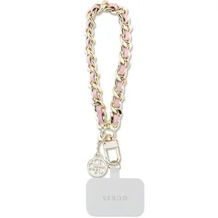 Zawieszka do telefonu GUESS Universal Hand Strap Saffiano 4G Różowo-złoty - Pozostałe akcesoria do telefonów - miniaturka - grafika 1