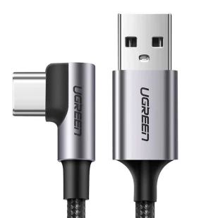 Kabel Ugreen US284 70255 USB-A (prosty) / USB-C (kątowy) 3A 3m - szary - Kable USB - miniaturka - grafika 1