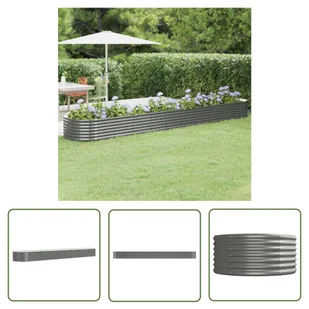 The Living Store Podwyższona donica - malowana proszkowo stal 440x80x36 cm - szara - Podwyższona Donica - Donice - miniaturka - grafika 1