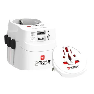 Skross uniwersalna wtyczka podróżna z USB i USB C 1.302472 - Złącza, przejściówki, adaptery - miniaturka - grafika 1