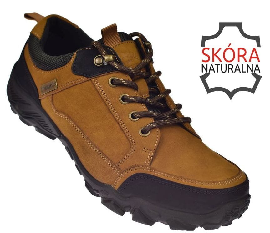 Buty trekkingowe męskie skórzane niskie CY102/24 brązowe rozm. 44