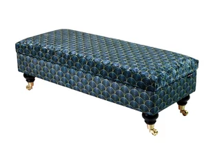 Kufer tapicerowany skrzynia QM-7 100cm EMRAWOOD Wachlarze Artdeco 02 - Ławki do przedpokoju - miniaturka - grafika 1