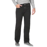 Spodnie męskie - Męskie Spodnie Jeansowe Proste Regular Fit Sprane Modne Czarne 35W / 32L - miniaturka - grafika 1