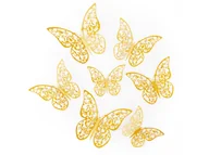 Dekoracje sali - Naklejki motylki koronkowe złote - 12 szt. - miniaturka - grafika 1