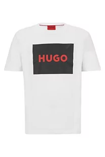HUGO Męski T-shirt Dulive222 z bawełnianego dżerseju z okrągłym dekoltem i logo bokserskie, Open White127, S - Koszulki męskie - miniaturka - grafika 1