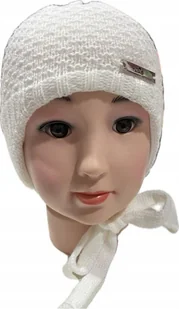 Czapka zimowa wiązana biała 38 - Czapki damskie - miniaturka - grafika 1