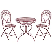 Meble ogrodowe - Beliani zestaw mebli balkonowych ALBINIA Metal Burgundowy - miniaturka - grafika 1