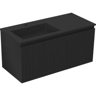 Mexen Rivel szafka łazienkowa 100 cm z umywalką Otis lewą, 1S, 1D, ryflowana, czarna mat - 91A23-10047-3-BBFF71-W18L71 - Szafki łazienkowe - miniaturka - grafika 1