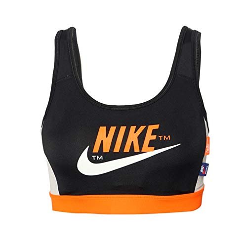 Nike damska koszulka sportowa Nike Med Pad Icnclsh Bra czarny Black/Safety Orange/Vast Grey/(White) X-L