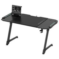 Biurka - ULTRADESK Biurko dla gracza SPACE XXL V2 BLACK, 144x70 cm, 75 cm, Podświetlenie LED RGB z panelem dotykowym, z podkładką pod mysz - miniaturka - grafika 1