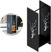 Akcesoria kominkowe - ElGarden Stojak na drewno kominkowe DĄB Stalowy wolnostojący regał - miniaturka - grafika 1