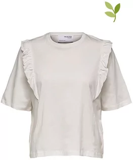 Koszulki i topy damskie - SELECTED FEMME Koszulka "Maggie" w kolorze białym - grafika 1