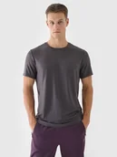 Koszulki sportowe męskie - 4F Koszulka treningowa regular szybkoschnąca męska - szara S - miniaturka - grafika 1