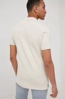 Koszulki męskie - Tom Tailor polo bawełniane kolor beżowy gładki - grafika 1