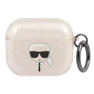 Akcesoria do słuchawek - Karl Lagerfeld KLA3UKHGD AirPods 3 cover złoty/gold Glitter Karl`s Head - miniaturka - grafika 1