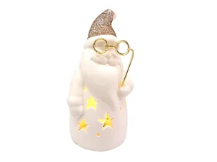 OZDOBA świąteczna figurka Mikołaj biały LED 11 cm - Ozdoby bożonarodzeniowe - miniaturka - grafika 1