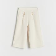 Spodnie i spodenki dla dziewczynek - Reserved - Spodnie z szeroką nogawką - Kremowy - miniaturka - grafika 1